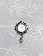 sehr schöne antike Uhr, Anhängeruhr mit Rubinen, silber, voll funktionsfähig