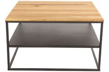 Couchtisch Eichenholz massiv geölt 70x70 cm mit Ablage Schwarz EMMI B-WARE 42383