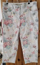 Damen Sommer Hose Gr. 44 geblümt Baumwolle Mischgewebe Zerres Comfort-S