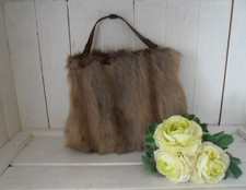 Muff Handwärmer mit Portemonnaie ❤ Damen Echt Pelz  Muff Fell braun  Mid Century