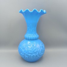 Antike Opalglas Vase Blau 28cm