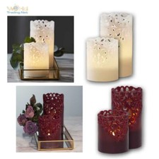 LED Echtwachs-Kerze "CLARY" mit Timer, Wachs-Kerzen flackernd, Rankendesign edel