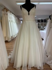 HBH Brautmode I Brautkleid A-Linie mit Raffung Organza Einzelstück Gr.44