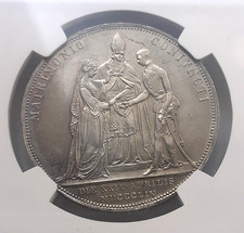 2 Gulden Thaler 1854 A "HOCHZEIT SISSI und FRANZ JOSEPH I" NGC UNC Det.