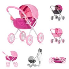 Chipolino Puppenwagen Daisy klappbar, Sonnendach, vier große Räder, ab 3 Jahren