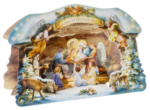 Große papierkrippe mit - große,