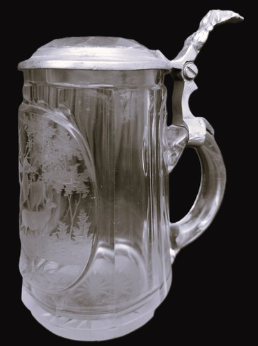 Bierkrug glas hirsch geätzt - glas,