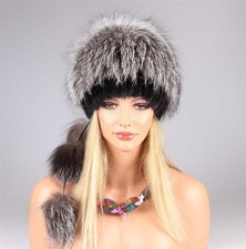 LADIES SILVER FOX HAT fox fur