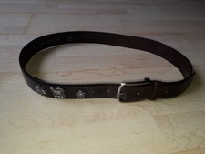 Trachten Damen-Ledergürtel 95cm Dunkelbraun mit Motiven