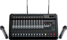 DJ PA 12-Kanal Power Mixer Mischpult Verstärker Funk Mikrofon 760W Effekte USB