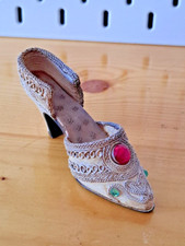 Deko Sammelobjekt Miniatur Stiefel High Heel Schuh aus Kunstharz Shoe USA creme