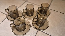Arcoroc Frankreich Rauchglas  Braun  Kaffee / Tee  Service  10 Teil. - Vintage
