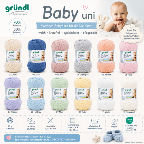 Gründl baby uni babywolle 50g - gründl,