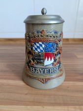 Keramikbierkrug mit Zinndeckel - Bayern - 1 Liter (Original KING - Nr. 972)
