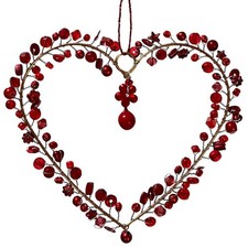 Drahtherz / Perlenherz rot mit