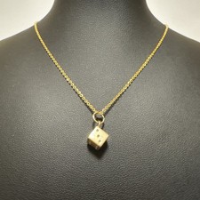 Anhänger Würfel 585 Gold An Filigraner Vergoldeten Silber Kette - Echtschmuck