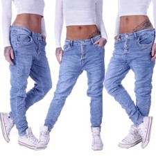 Damen Boyfriend Jeans Chino Baggy Harems Hose Hüftjeans Stretch Girlfriend H64