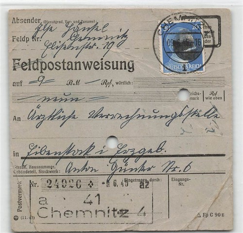 891590 sbz feld - 891590), feld-postanweisung