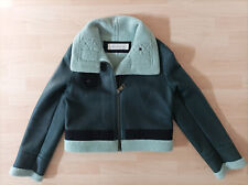 Victoria Beckham Lederjacke Lammshearling grün Gr. 38/M