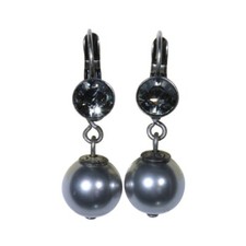 Konplott Ohrringe EuroWire Ohrhänger Pearl Shadow hängend grau Schwarzer Diamant