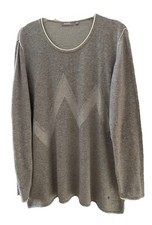 RABE Feinstrick Pullover, Grautöne meliert mit Nieten, Gr. 50