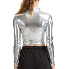 Damen Metallic T-Shirt Langarm