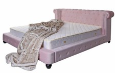 Ehebett 180x200cm Rosa Samt