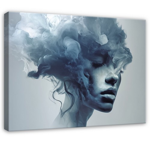 Leinwand gesicht blau mund - blau,