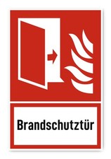 Brandschutztür - Brandschutzzeichen mit Text (deutsch) (rot/weiß) - hochkant ...