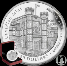 100 Jahre Royal Canadian Mint - 50$ Kanada 2008 - 5 Oz Silber PP / Proof - BOX