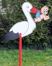 Herzding Klapperstorch Adebar Baby im Schnabel Storch zur Geburt, Größenwahl