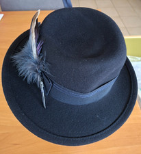 Trachtenhut, elegant mit Feder, dunkelblau, Größe 56 cm