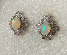Opal Ohrringe, 925 Sterlingsilber, natürliche Vollopale, Stecker