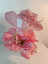 extravaganter Organza Hut ? Sonnenhut ? elegante Kopfbedeckung altrosa 