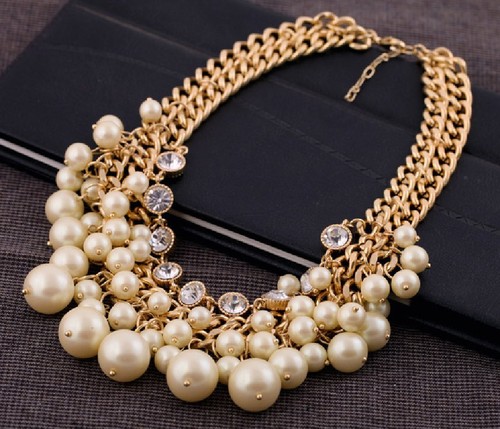Perlen statement collier kette - perlen,