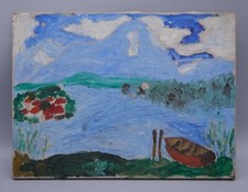 Expressionistisches Landschaftsgemälde 1950er signiert - Stil Gabriele Münter
