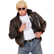 Agenten Set 70er Jahre mit Perücke blond Brille Bart Set Spion Agentenperücke