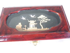 Schmuckkästchen Schatulle Chinesisch Lack Korkschnitzerei 21,5x12,5cm