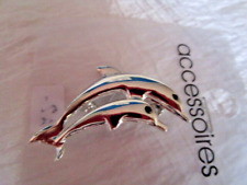 Tuch Clip Tuchhalter Brosche Delphin Mama Baby silber