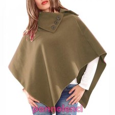 Damen Poncho Cape Kragen WOLLE