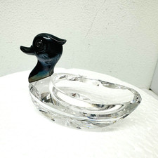 HB Hermann Bauer Saliere Ente Glas Silber 925 Figur 7,5 x 5 cm Miniatur