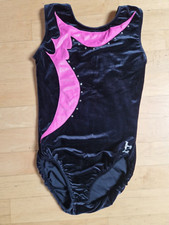 Turnanzug Leistungsturnen Schwarz Pink Glitzer Samt Lessel S 32/34 Gr. 158 164