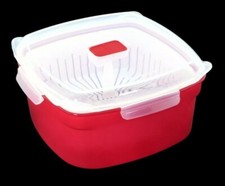 MIKROWELLEN KASSEROLLE rot 2470 ml TOPF Mikrowellengeschirr Aufbewahrungsdose