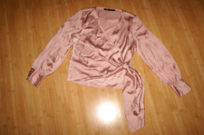 ZARA Kurzbluse Bluse Crop rose nude Satin Wickelbluse 34 XS-S NEU