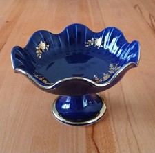 R Wunsiedel Bavaria Porzellan Fußschale, Tafelaufsatz, Echt Kobalt 24 Karat Gold