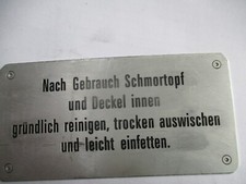 Typenschild Schild  Schmortopf