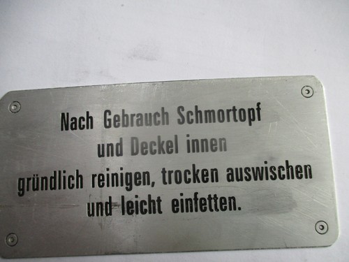 Typenschild schild schmortopf - typenschild,