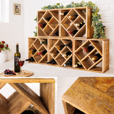 Massivholz Weinregal 40cm CUBUS  Mango - Handmade Beistelltisch - stapelbar