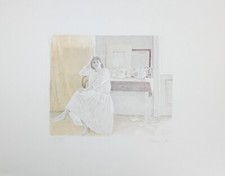 Ulrich Gansert, Frau vor Waschtisch, Lithografie, signiert, num., datiert, 1984