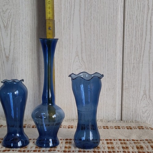 3er set glasvasen blau - glasvasen,